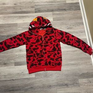 Red bathing ape hoodie size XL